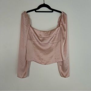 Aritzia silky pink long sleeve top